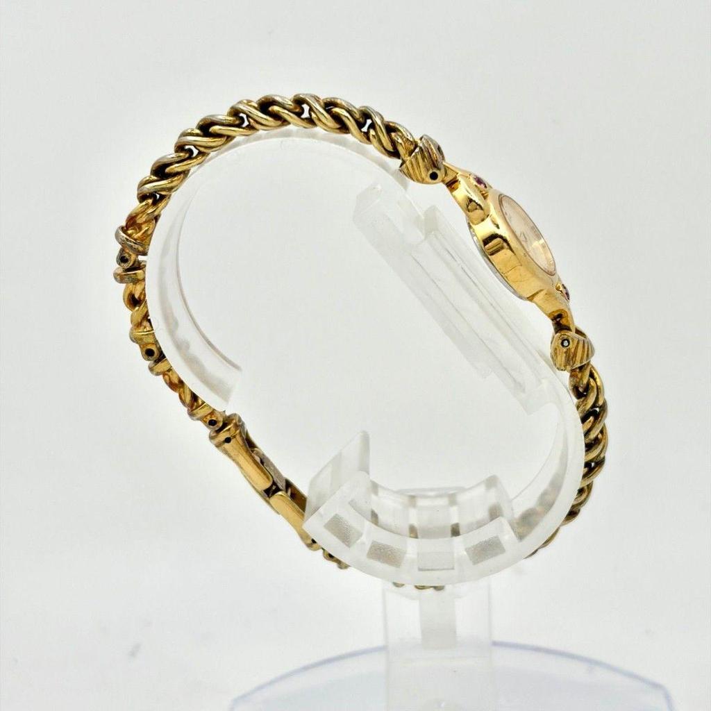 Used [New Battery] SEIKO Ladies Watch 2P Color Stone Gold 1E20-0430 740592