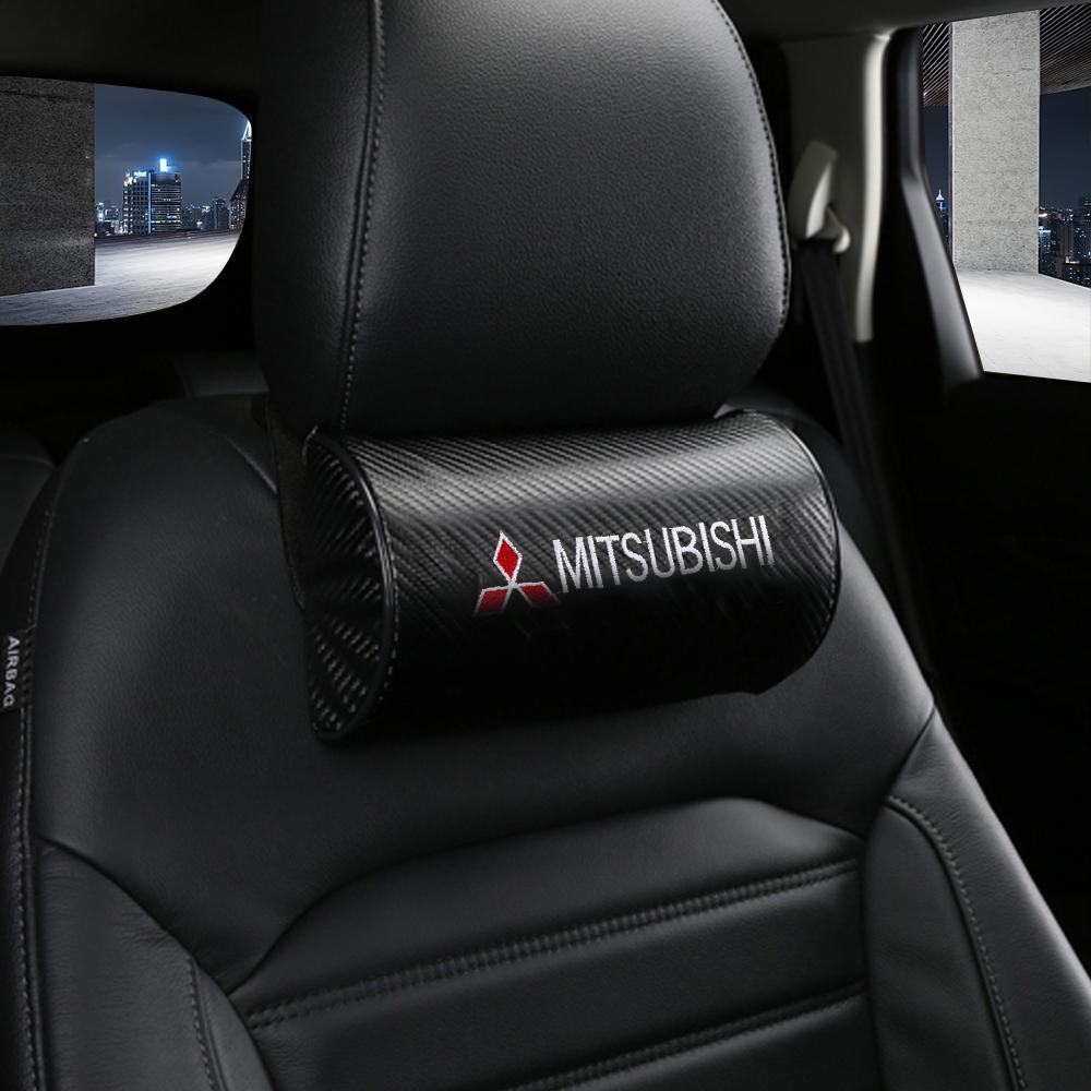 1/2pcs Car Carbon Fiber Seat Headrest Neck Pillow Head Cushioning Accessories for Mitsubishi l200 Pajero Outlander Lancer X Z30