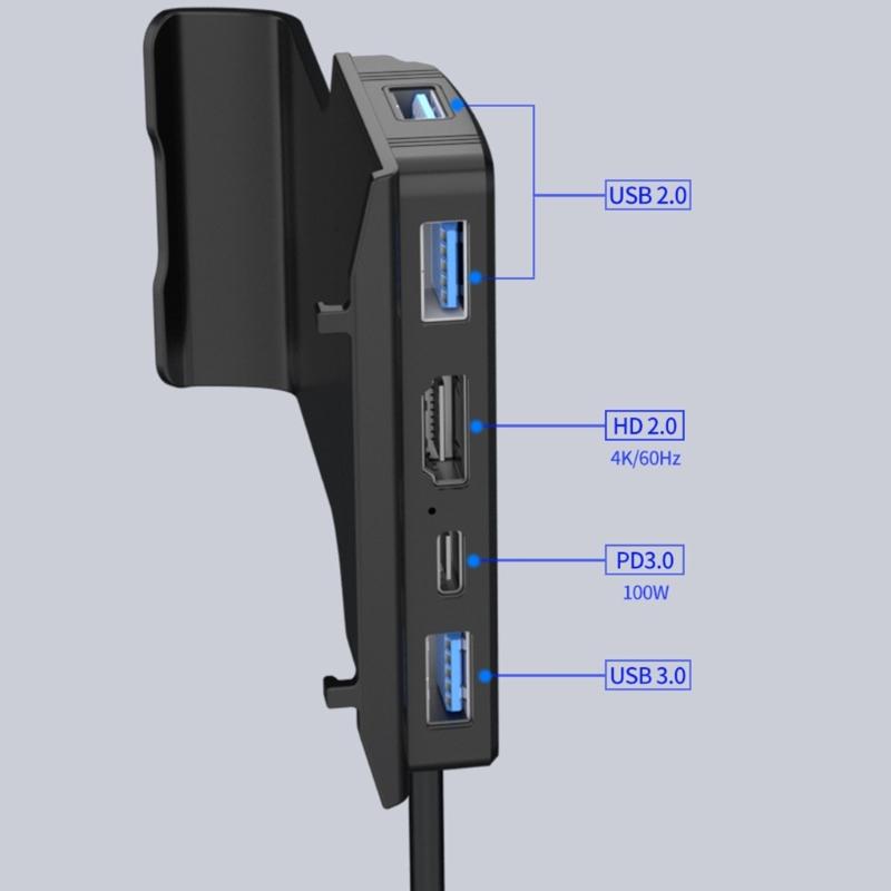 Portable Dock Holder 5 in 1 Docking Station USB C Hub with 4K@60Hz HDMIcompatible 100W PD Ports Compatible For SteamDeck