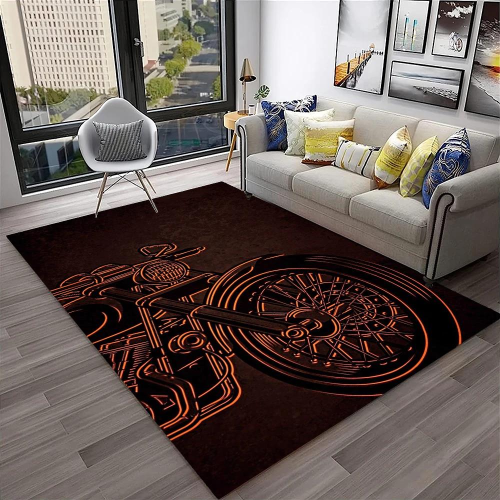 3D Retro Motorcycle Vintage Carpet Rug for Home Living Room Bedroom Playroom Sofa Doormat Decor,Kid Area Rug Non-slip Floor Mat
