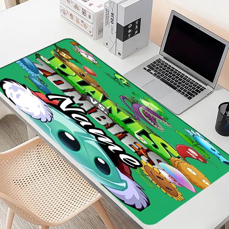 Custom Name Personalized Plants vs. Zombies Pattern Mousepad, Laptop PC Desk Mat, Decorative Desk Mat for Home Keyboard Pad Gift