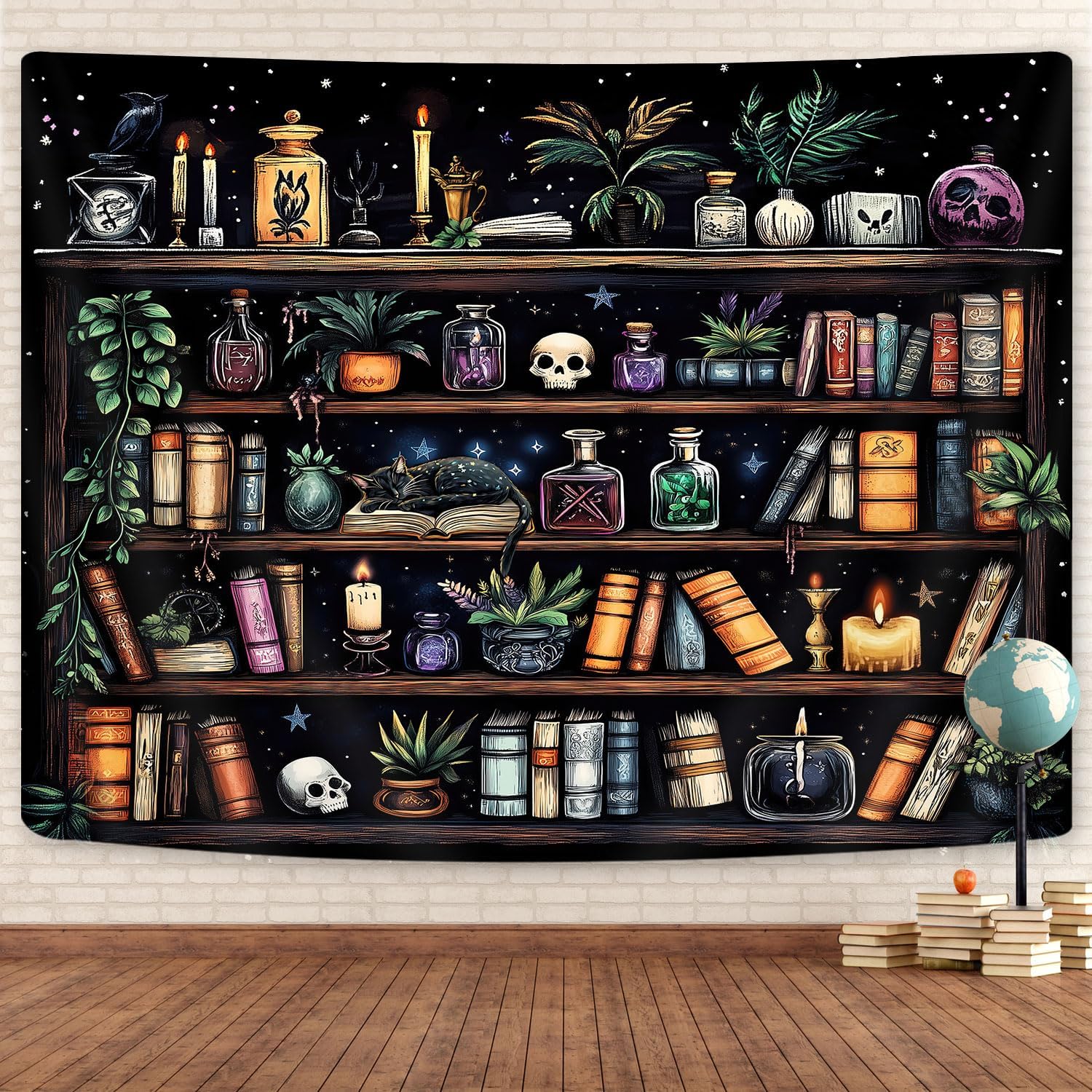 

Fantasy Library Tapestry, Fairytale Tree Magic Bookshelf Aesthetic Tapestries for Classroom, Witchy Fairy Tree Mysterious Vintag 120x180cm