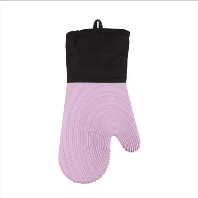 Heat Slip Resistant Silicone Oven Mitts Set, Soft Polyester Lining, Waterproof, Long Flexible Thick Gloves For Kitchen Cooking