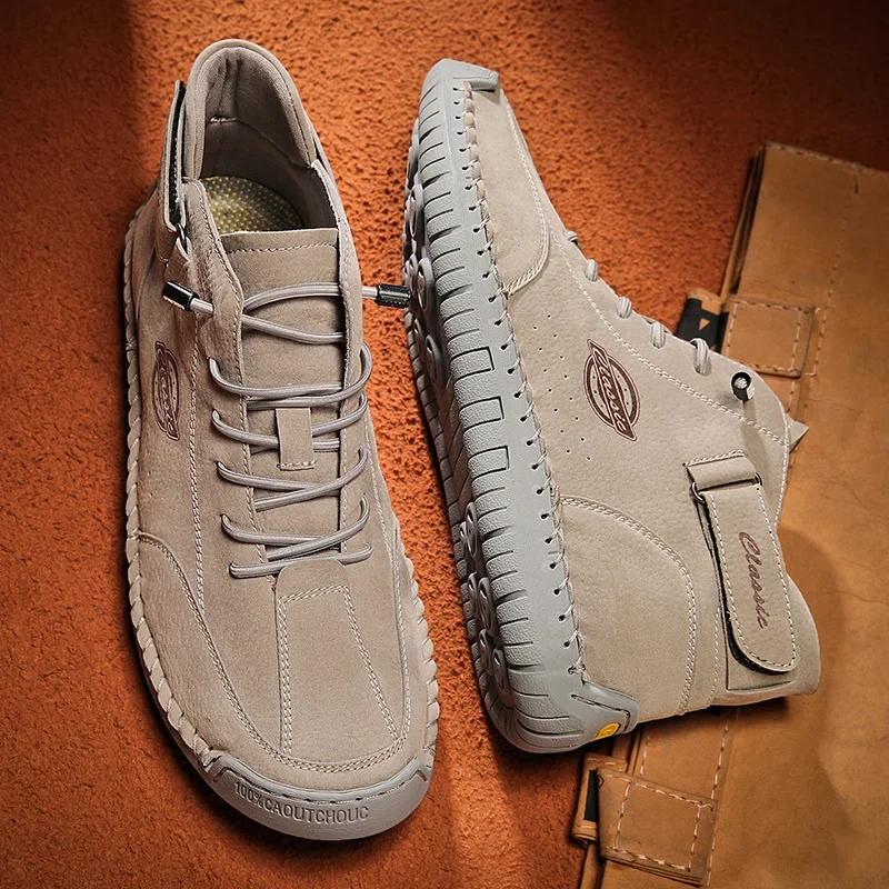 New Men's Boots PU Leather Men Ankle Boots Work Boots Outdoor Casual Sneakers Handmade Men's Luxury Boots Leather Designer Boots
