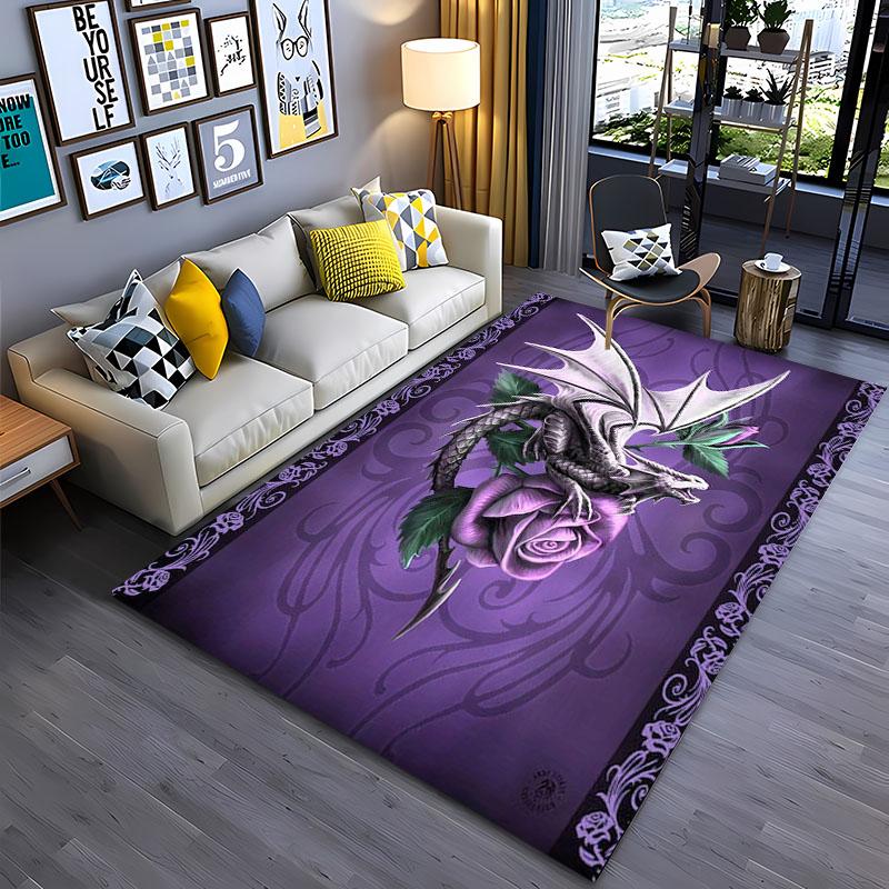 Alfombra grande con diseño de dragón de dibujos animados en 3D, alfombras para decoración de sala de estar y dormitorio, alfombrilla antideslizante para baño y cocina, regalo