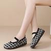 Women Fashion Flyknit Polka Dot Buckle Flat Shoes Lightweight Breathable Slip On Casual Footwear for Daily Wear