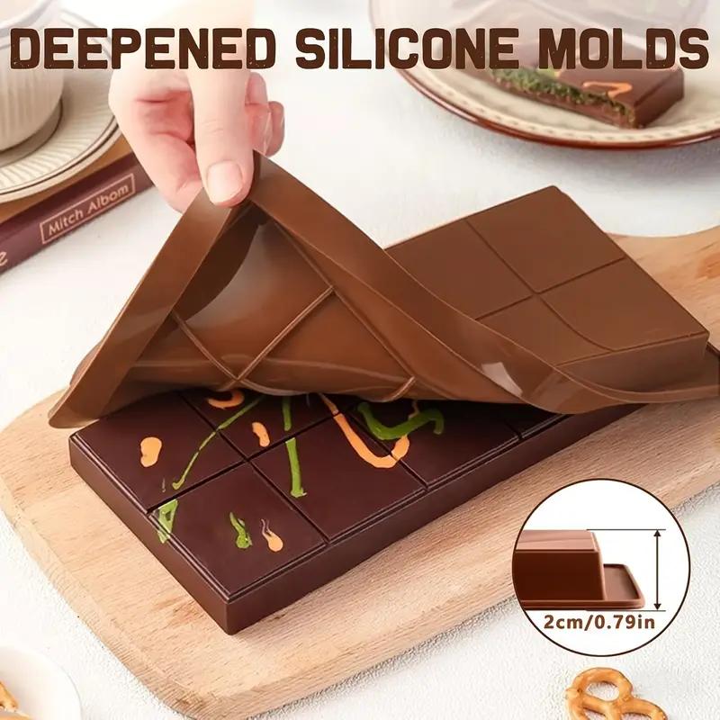 Chocolate Bar Mold Silicone, Large Filling Dubai Pistachio Deep Bar Mold Kit 1-inch Thick Large Package, Ideal for Making Homema