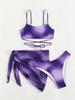 2024 Tie-Dye Women's Three-Piece Bikini Set with Mesh Skirt