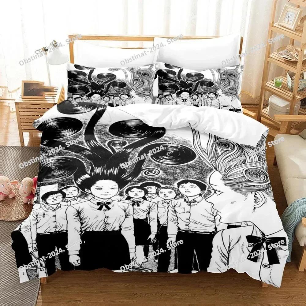 3D Printed Junji Ito Manga Beding Set Printed Bed Linen Set With Pilowcase Bed Soft Duvet Cover Soft Single Double Quen Super King-Sized Dimensionsd