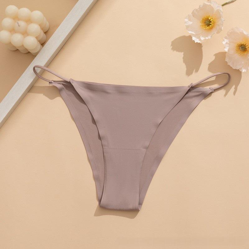 Europäischer & Amerikanischer Niedrig taillierter Klebeband Bikini-Tanga - Nahtloser Schnelltrocknender Eis-Seidenstoff mit Baumwollzwickel