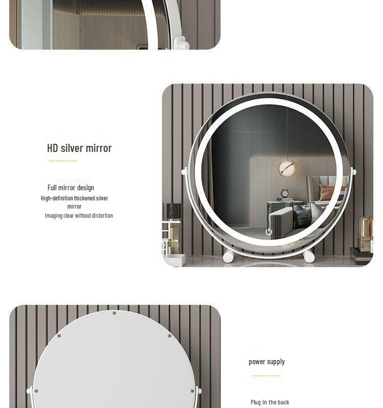 Roterbar cylindrisk LED-sminkspegel med fyllnadsljus