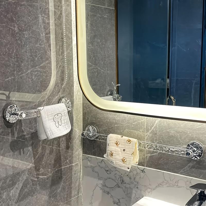 Acrylic Wave Towel Rack No Drilling Required Wall-Mounted Bathroom Organizer for Towels and Slippers Decorative Marble Pattern Transparent Storage