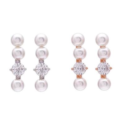 Damen Perlen Sammel-Look 925 Silber Kristall Ohrringe (15957346)