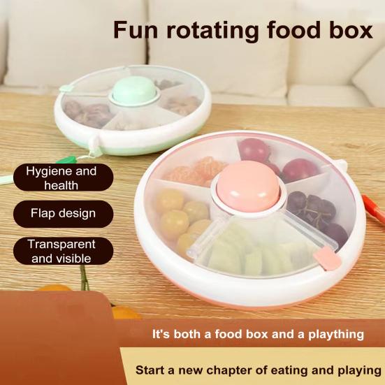 Snack Spinner Container 5 Compartments Snack Box Easy On-the-Go Divided Snack Box with Button Safe ABS Leak-Proof