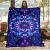 1pc Dark Blue & Purple Mandala HD Print Blanket - Lightweight Flannel Throw for