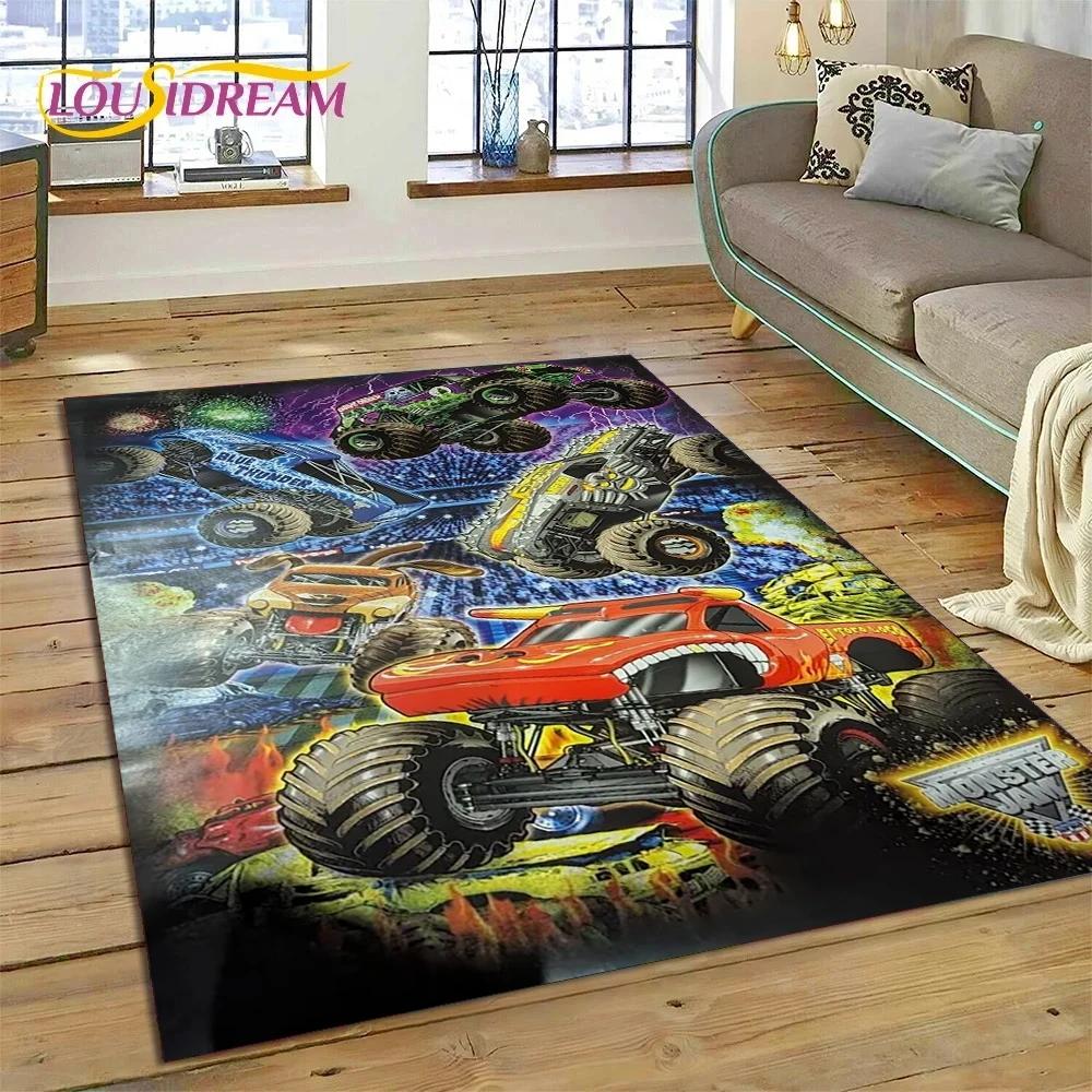 Monster Truck Monster Jam Cartoon Carpet Rug for Bedroom Living Room Home Sofa Decoration,Children Game Large Decor Floor Mat