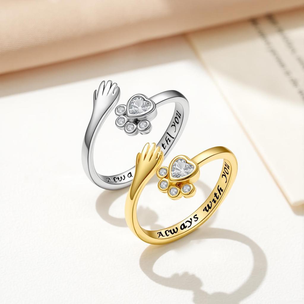 Korean-Style Adjustable Cute Cat Paw Ring for Women
