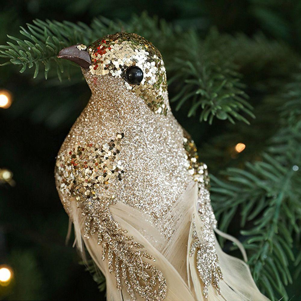 Realistic Simulated White Bird Pendant Artificial Christmas Tree Decoration  Holiday Festival Decor