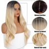 MERISIHAIR Dámské Gradient Černá Blond dlouhá vlnitá paruka 27 palcová přírodní dlouhé kudrnaté vlasy vlnitá paruka ze syntetických tepelně odolných vláken paruka