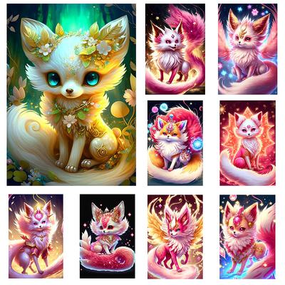 Newly Arrived Diamond Painting Diy Pink Fox Full Mosaic Cartoon Animal Diamond Embroidery Wall Decoration Cross Embroidery