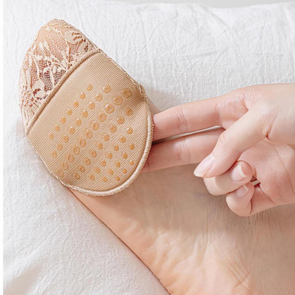 Women's Non-Slip Lace Forefoot Pads Women's Pain Relief Silicone Forefoot Socks Anti-Abrasion Breathable High Heels Half Insoles