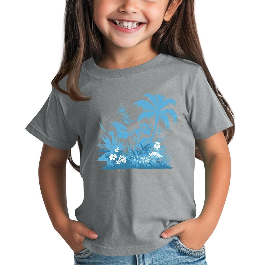 Kindermode Täglich Bedrucktes Rundhals Kurzarm Lässiges T-Shirt Top