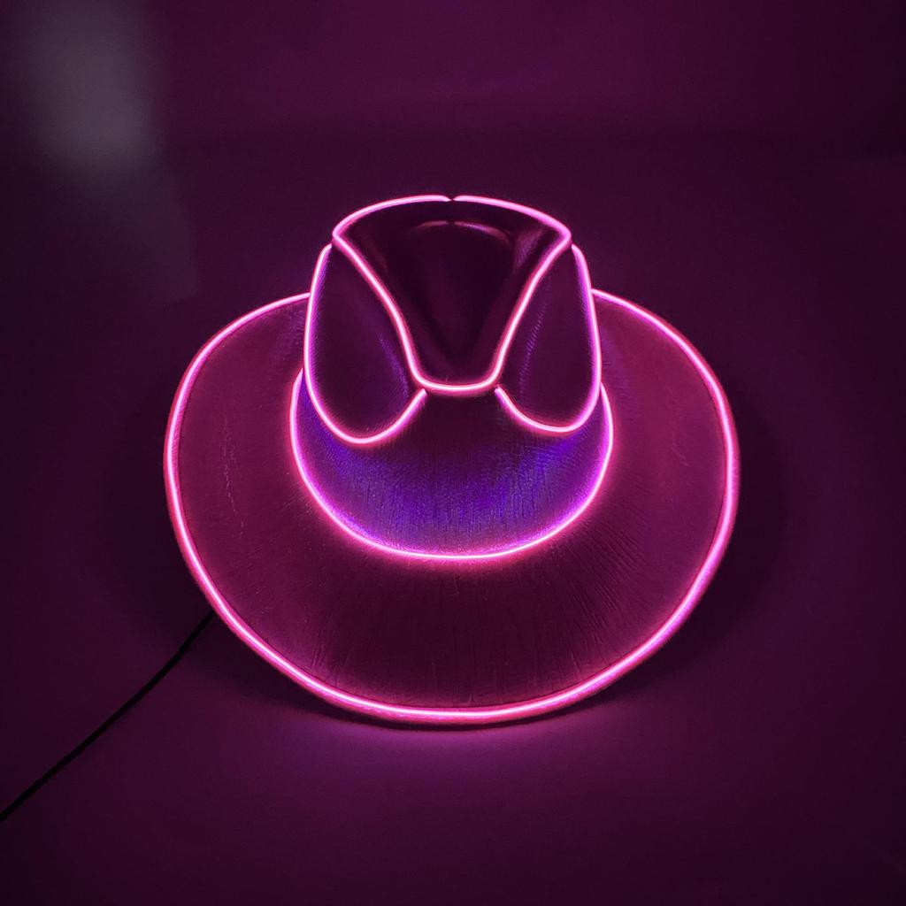 Iridescent LED Light-Up Cowboy Hat for Cosplay & Halloween