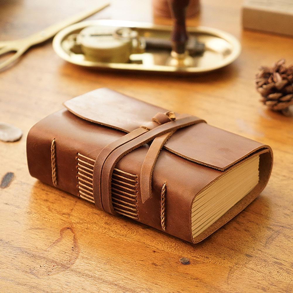 Thick Retro Chinese-Style Cowhide Diary Notebook with Kraft Paper