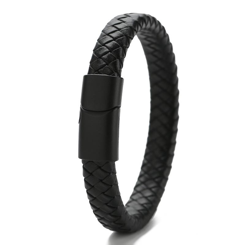 Herren Retro Geflochtenes Lederarmband mit Magnetschnalle