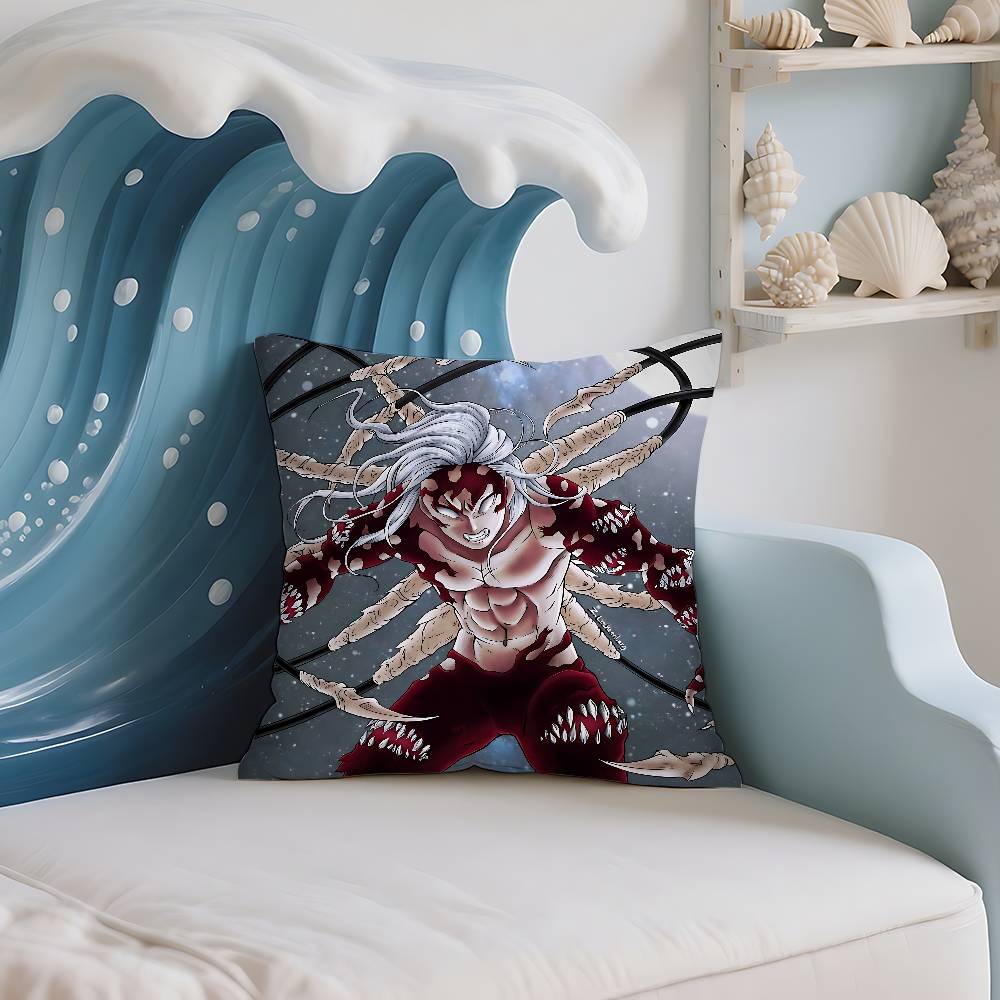 Kibutsuji Muzan Pillow Case Cushion Cover Soft Cute Throw Pillow Case For Car Sofa Pillowcase Polyester With Zipper