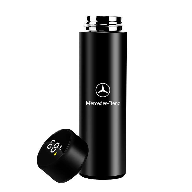 1Pcs Car Smart Thermos Bottle With Temperature Display Coffee Cup Stickers For Mercedes-Benz CLA CES CLS SLK GLK CLK SLS CLG GLE