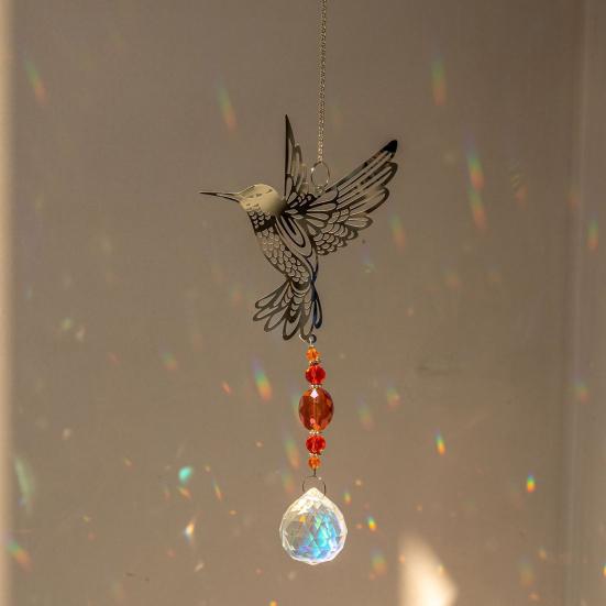 Faux Crystal Sun Catcher Decoration Hollow Fairy Tree of Life Owl Butterfly Hummingbird Hanging Ornament Home Office Garden Window Hanging Pendant