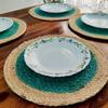 Jute Braided Placemats | Side Table Mats | Best for Bed-Side Table, Center Table, Dining Table, Shelves  Farm Mats (Teal, 30 Cm Round)