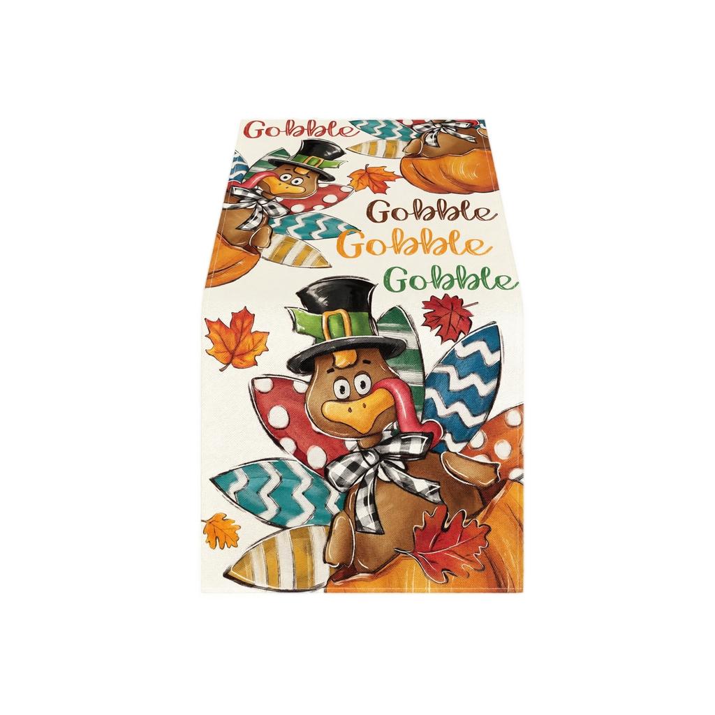 Thanksgiving kalkun bordløber 183x33cm Efterårsblade Mønster Dekorativ dug til ferie Spisestue Køkken Brug