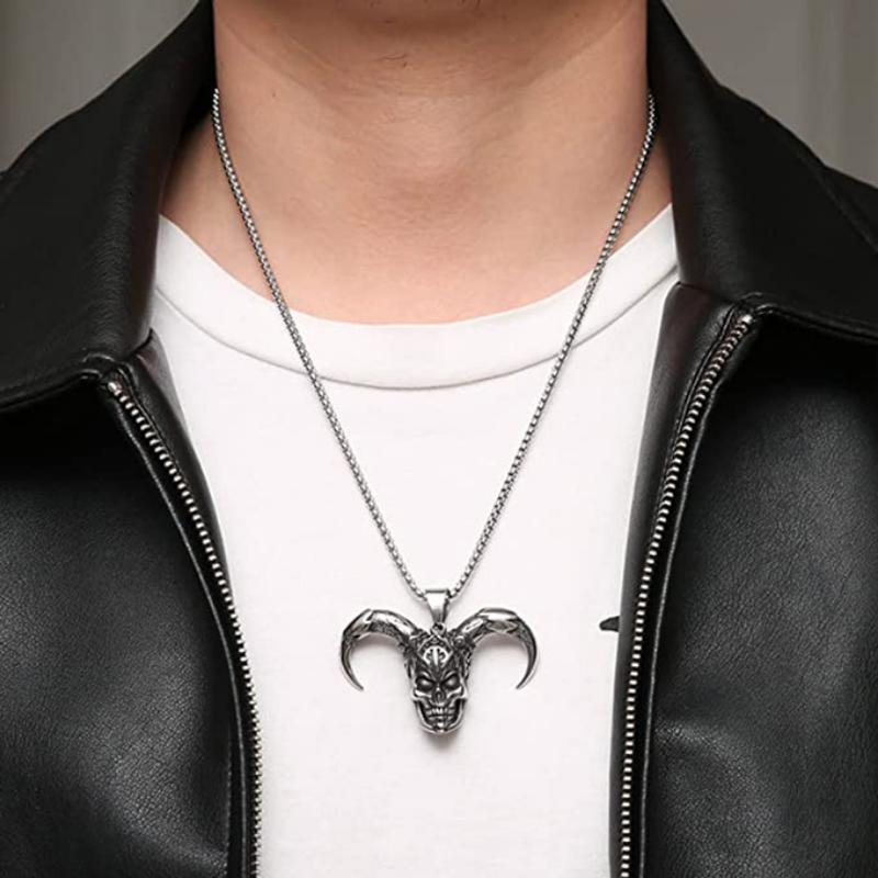 Fashion Accessories Trendy Men's Hip Hop Joker Skull Titanium Steel Necklace Pendant