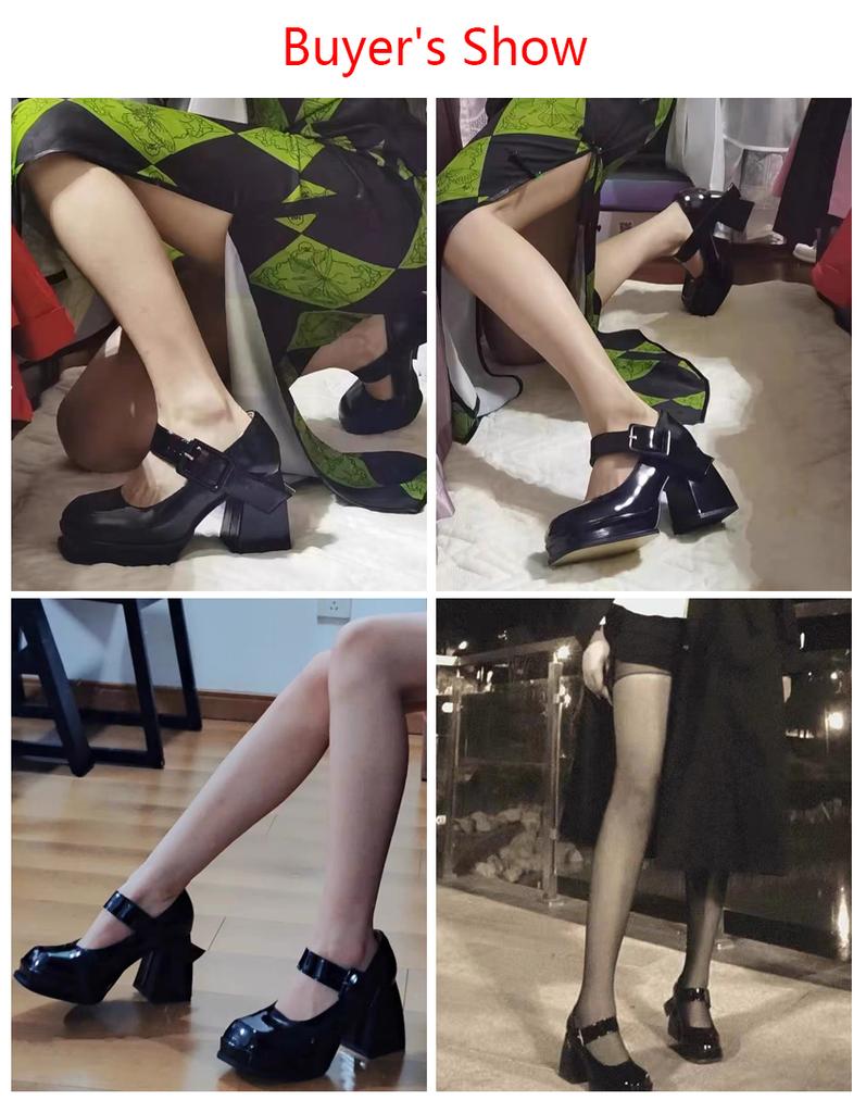 Fashion 2024 New Gothic High-heeled Shoes Women Pumps Korean Version of The Wild Thick with Square Head Retro Mary Jane Women's Shoes