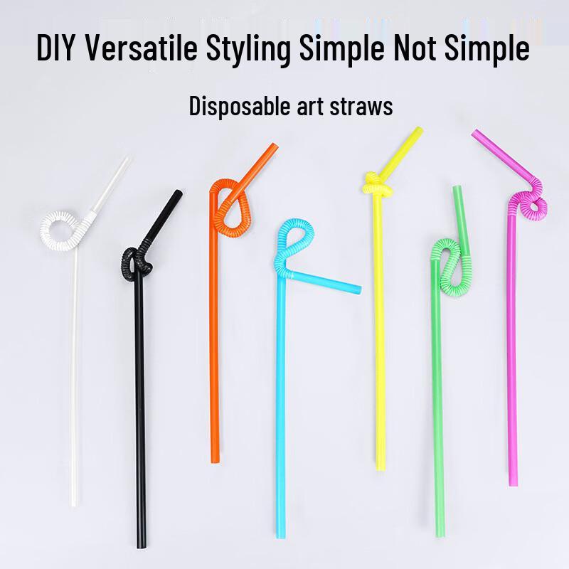 Colorful Disposable Bent Drinking Straws