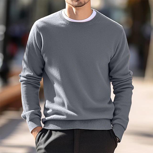 2024 Autumn/Winter Men's Round Neck European-American Knitwear Thin Wool Sweater