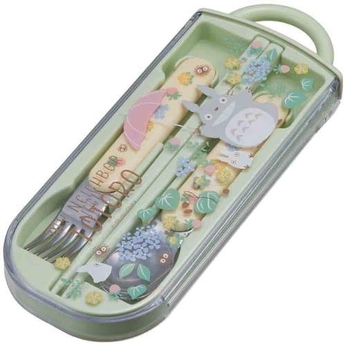 Skater Children's Antibacterial Slide Trio Set Lunch Box Chopsticks Spoon Fork Totoro Sanpomichi Made in Japan TACC2AG-A