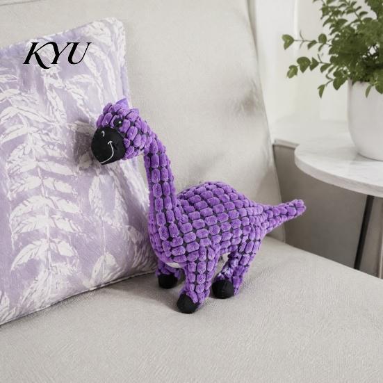 Durable Chew Toys for Small Medium Dogs Dinosaur Plush Dog Toy, Built-in Sound Device, Teething Cleaning Soft Daily Teeth Grinding Accessories