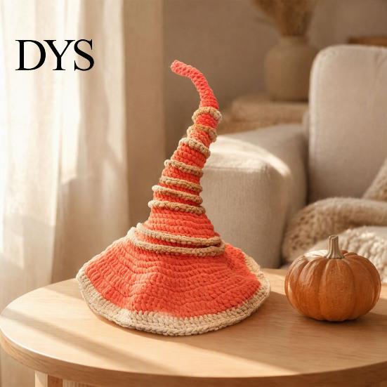 Handmade Gift for Craft Lovers Crochet Twisted Witch Hat DIY Kit, Fall Halloween Patterns Kit Adults, Autumn Party Decor Decoration