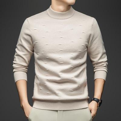Winter Thick Jacquard Knit Sweater with Half-High Collar for All Ages