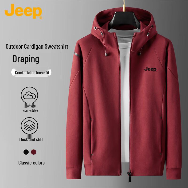 

JEEP Unisex American Retro Heavyweight Hooded Cardigan Sweatshirt 3XL