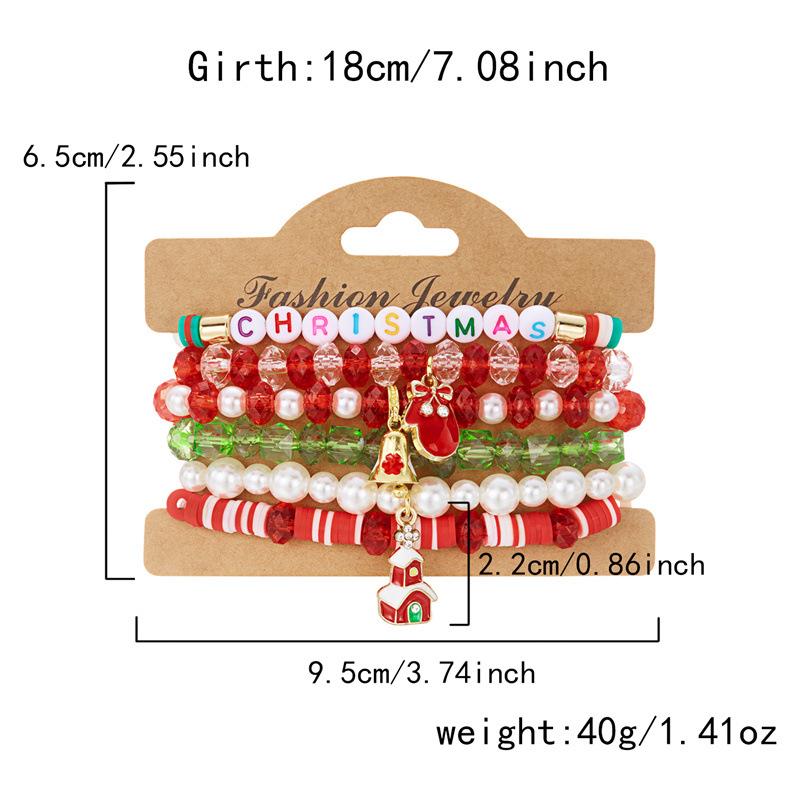 Clay Crystal Christmas Bracelet Set for Women Drip Glaze Christmas Color Alphabet Letter Beads Bracelet Kit Women Girls New Year Jewelry Accessories
