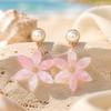 Spring and summer vacation style flower acrylic earrings ins petal earrings island vacation accessories