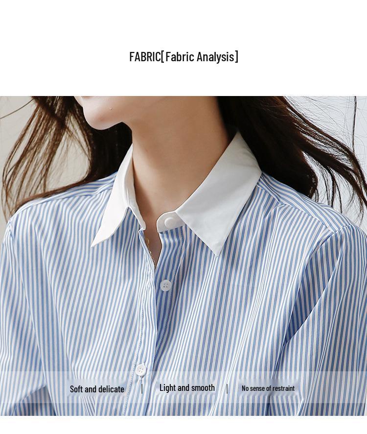 2026 Spring Korean Fashion Long Sleeve Striped Shirt for Women