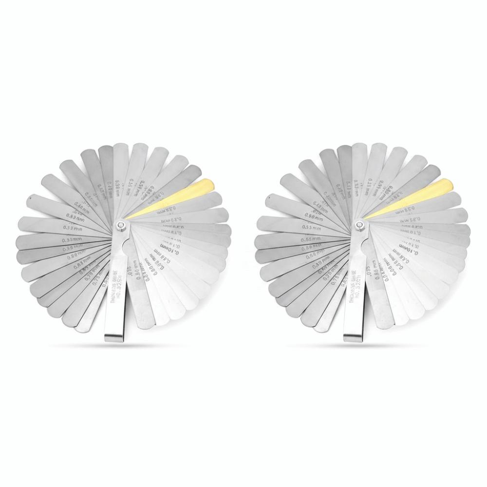 2pcs Stainless Steel Valve Thickness Gauge 32 Blades Gap Measurement Tool Valve Adjustment