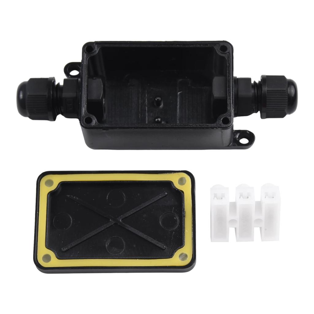 2 Way Outdoor Waterproof IP65 Cable Connector PC Junction Box 240-450V Black Waterproof Junction Box For Outdoor Lamps Install