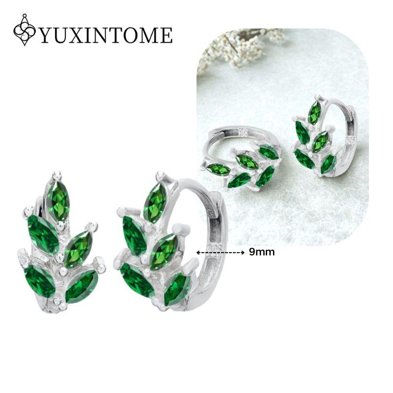 Turquoise 925 Silver Ear Needle Green Zircon vintage emerald Heart/Flower Pendant Hoop Earrings Fashion party Jewelry