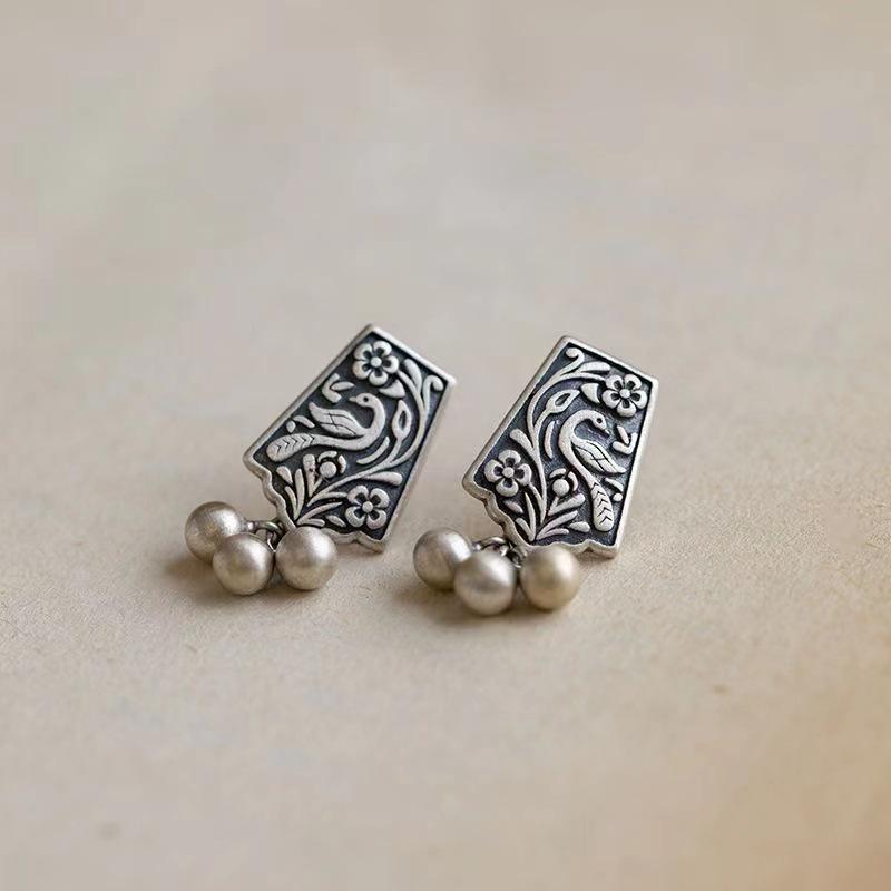 

Серьги-кисточки из серебра 925 пробы в стиле ретро с фениксом, цветком и бантом для женщин S925 Silver